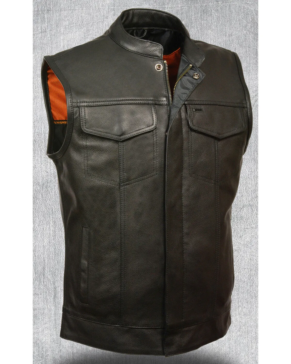 Milwaukee Leather Men's Open Neck Snap/Zip Front Club Style Vest - 3X