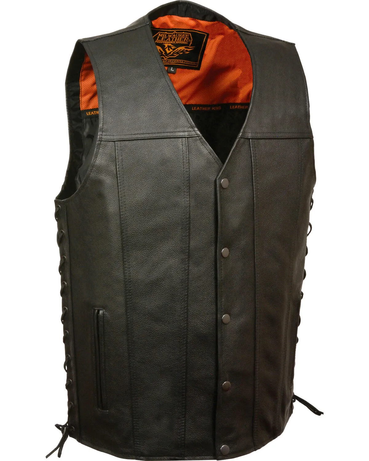 Milwaukee Leather Men's Straight Bottom Side Lace Vest - 3X