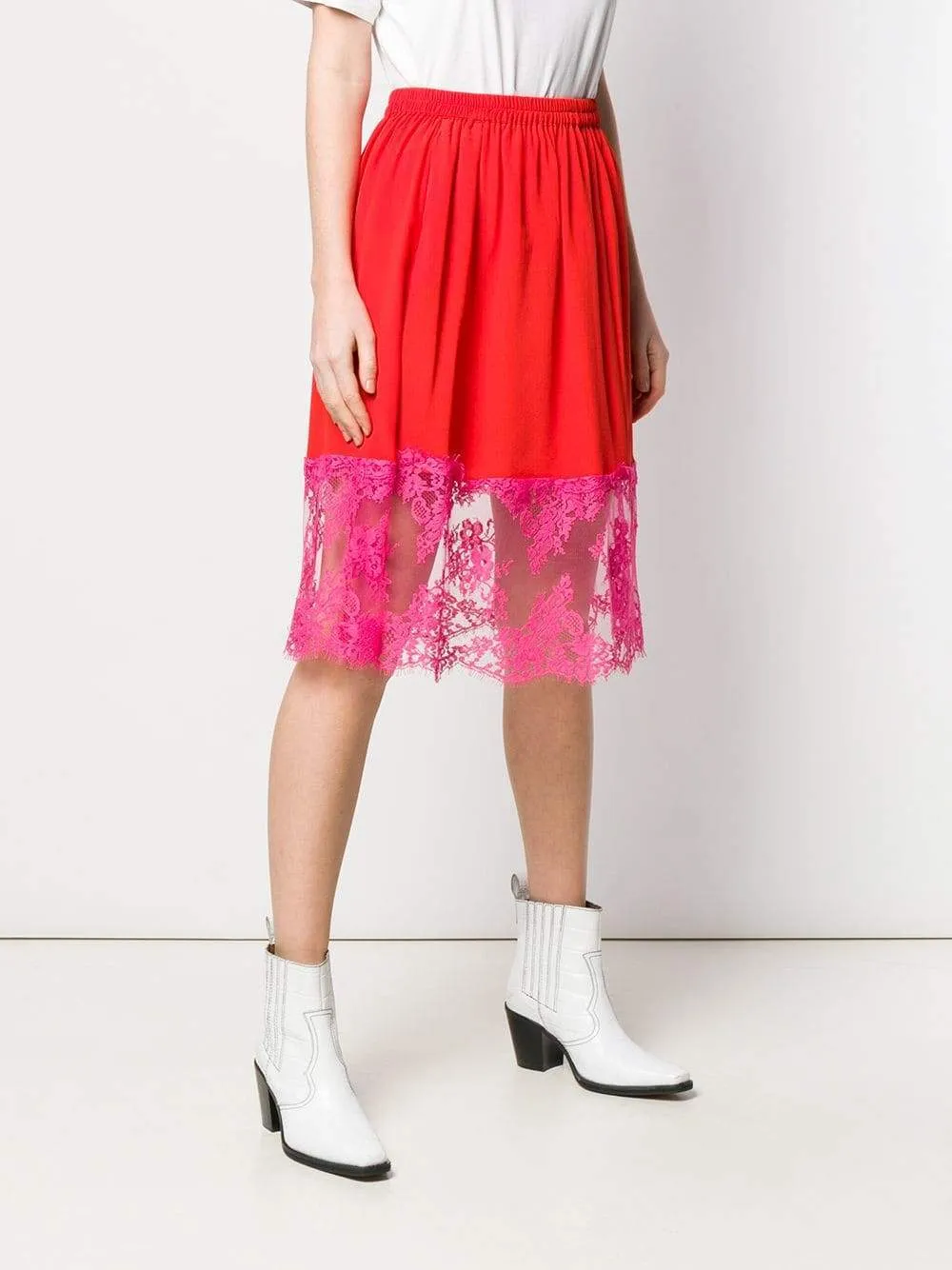 MSGM Lace-trimmed Skirt