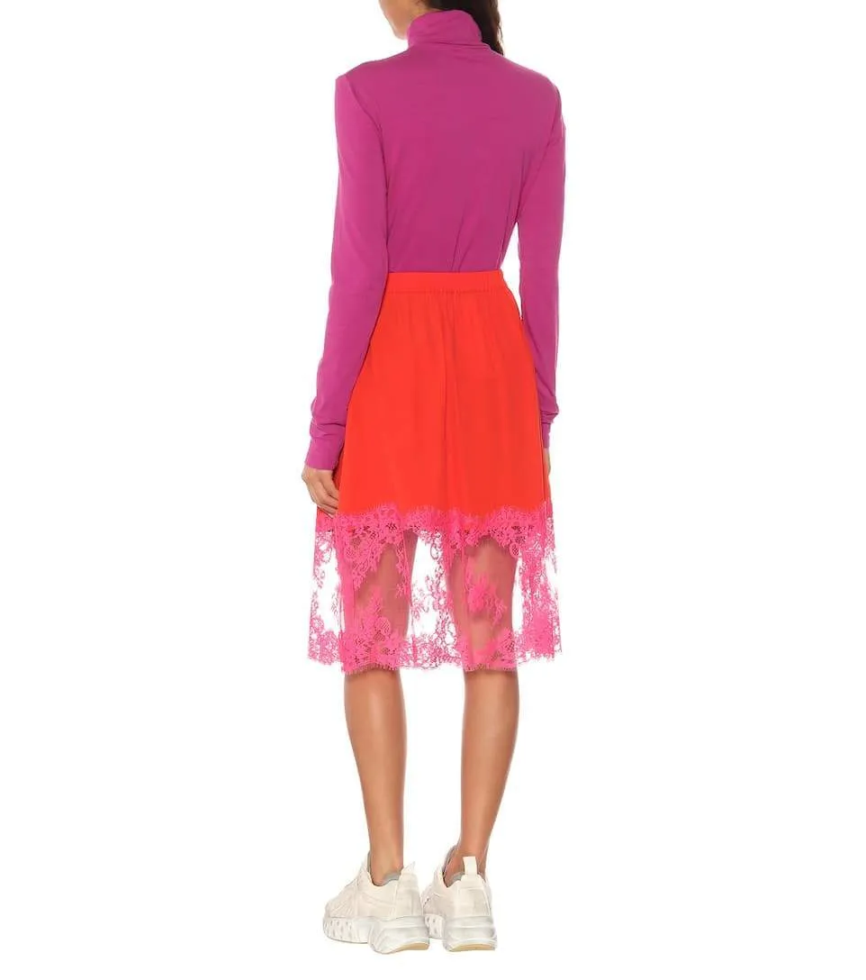 MSGM Lace-trimmed Skirt