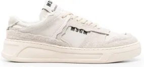 MSGM logo-print leather sneakers Neutrals