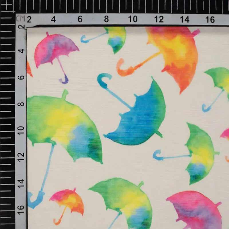 Multicolor Umbrella Pattern Digital Print Chiffon Fabric