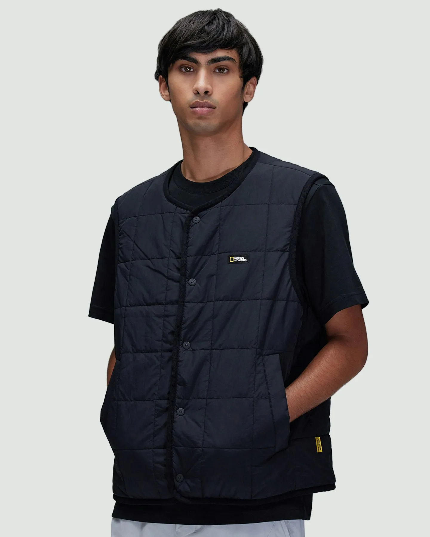 National Geographic Osqoodi Quilted Reversible Fleece Vest - Carbon Black | SurfStitch