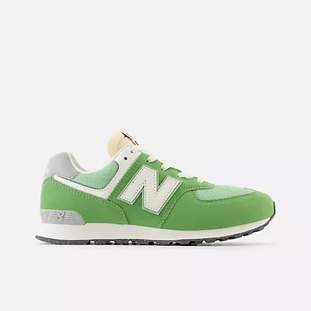 New Balance Big Kid’s 574 Chive with White