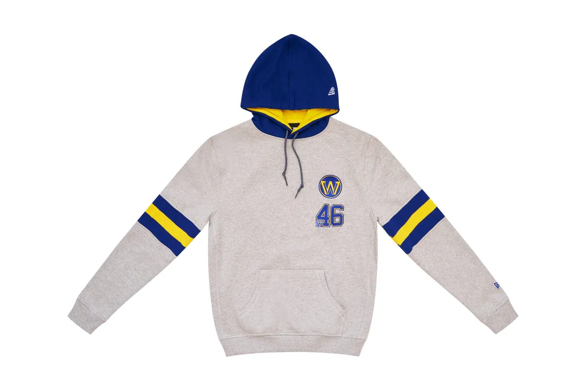 NEW ERA - Men - Golden State Warriors Chenille Pullover Hoodie - Grey/Royal/Yellow