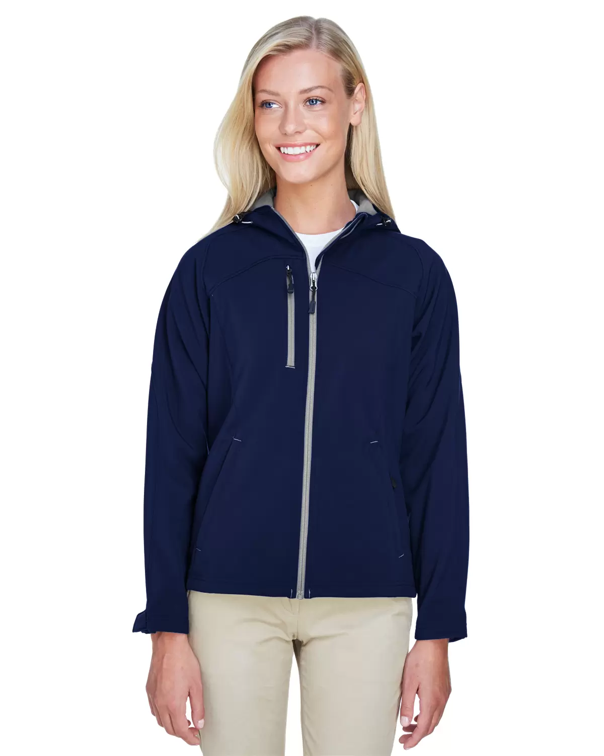 North End 78166 Ladies' Prospect Two-Layer Fleece Bonded Soft Shell Hooded Jacket SKU: 78166