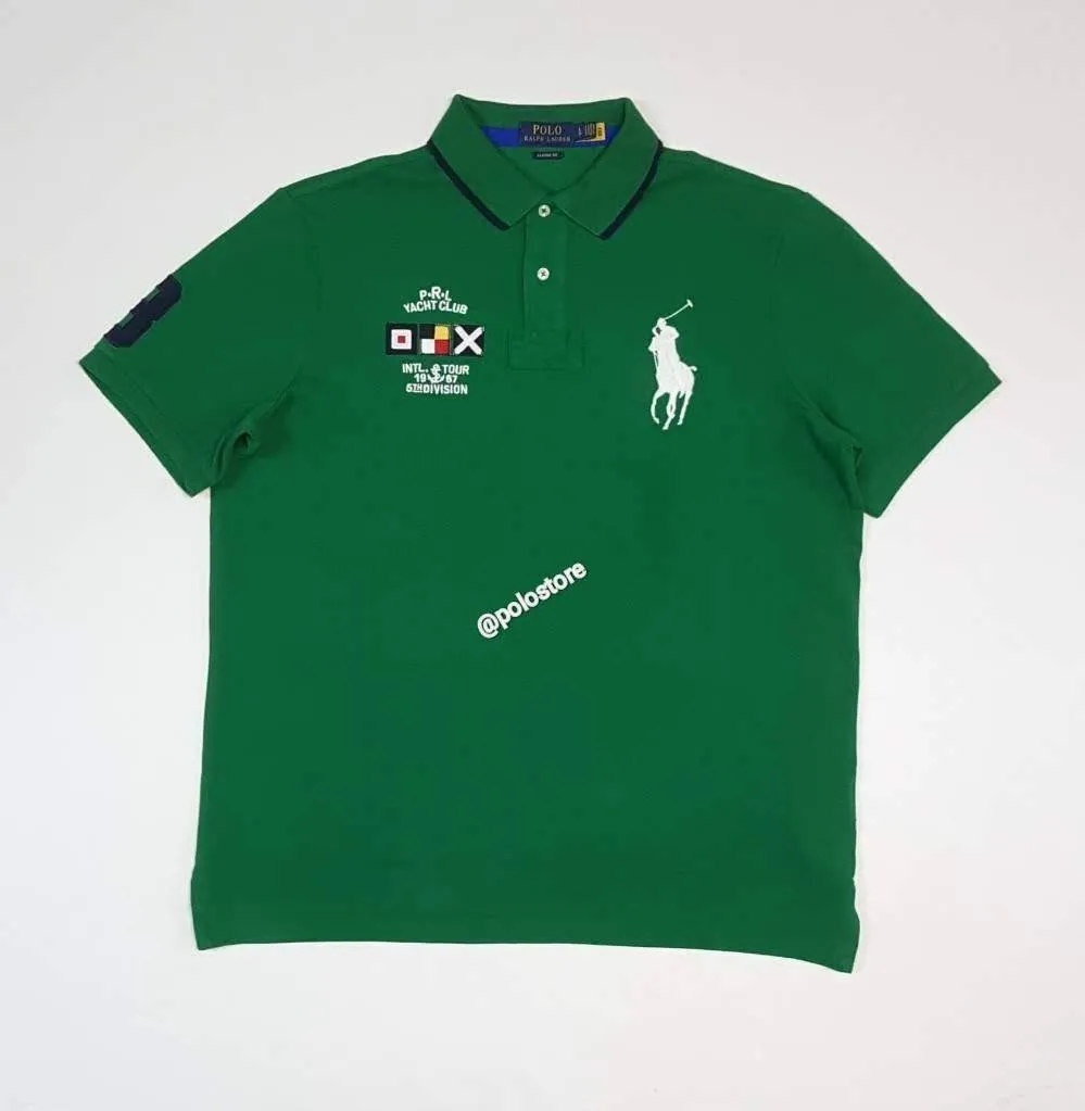 Nwt Polo Ralph Lauren Green P.R.L Yacht Club #3 Big Pony Classic Fit Polo