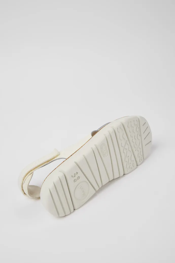 Oruga White leather and textile sandals for women