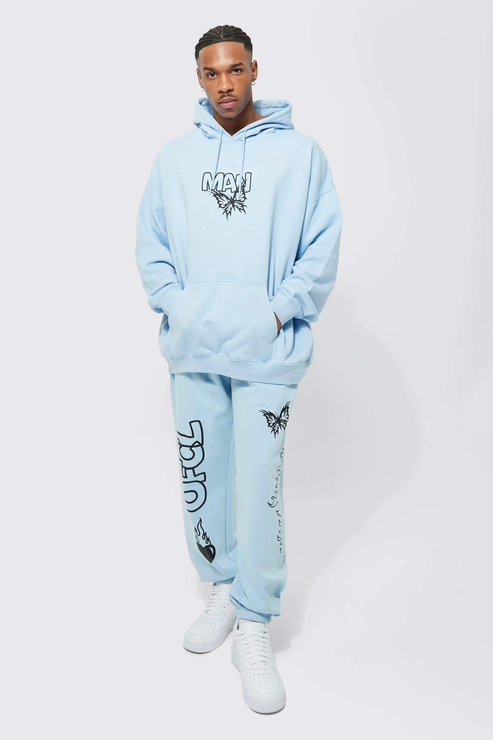 Oversized Butterfly Graphic Hooded Tracksuit