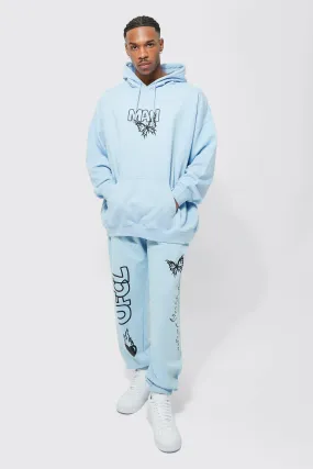 Oversized Butterfly Graphic Hooded Tracksuit