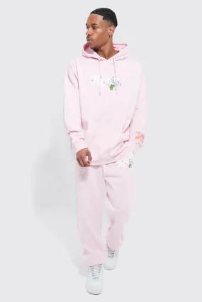 Oversized Doodle Graphic Hooded Tracksuit