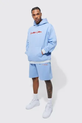 Oversized Ltd Sports Rib Hooded Short Tracksuit