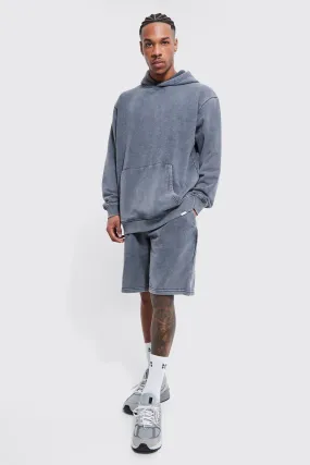 Oversized Man Hooded Short Tracksuit