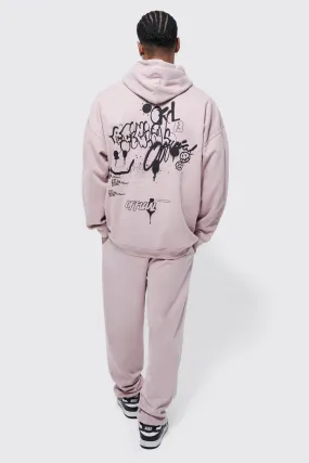 Oversized Official Graffiti Hooded Tracksuit