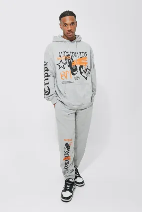 Oversized Worldwide Graphic Hooded Tracksuit