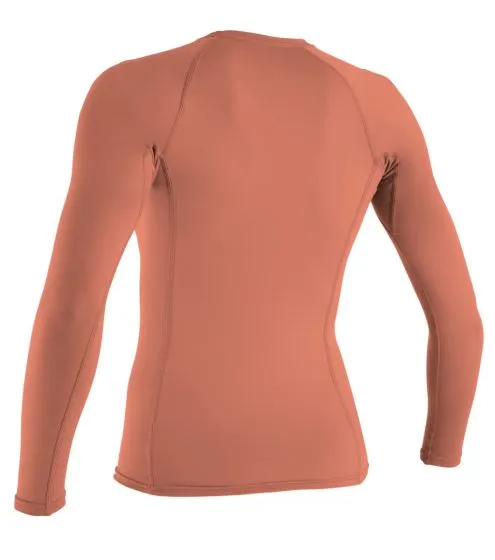 O'Neill Basic Skins Womens Long Sleeve Rash Vest - Light Grapefruit