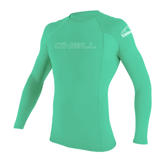 O'Neill Youth Basic Skins Long Sleeve Rash Vest - Light Aqua