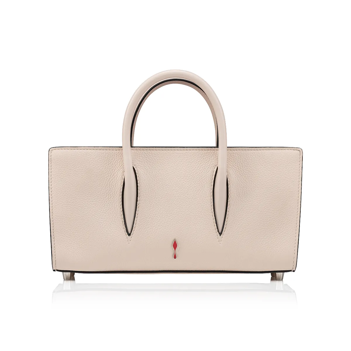 Paloma Top handle bag - Grained calf leather and spikes Loubinthesky - Leche