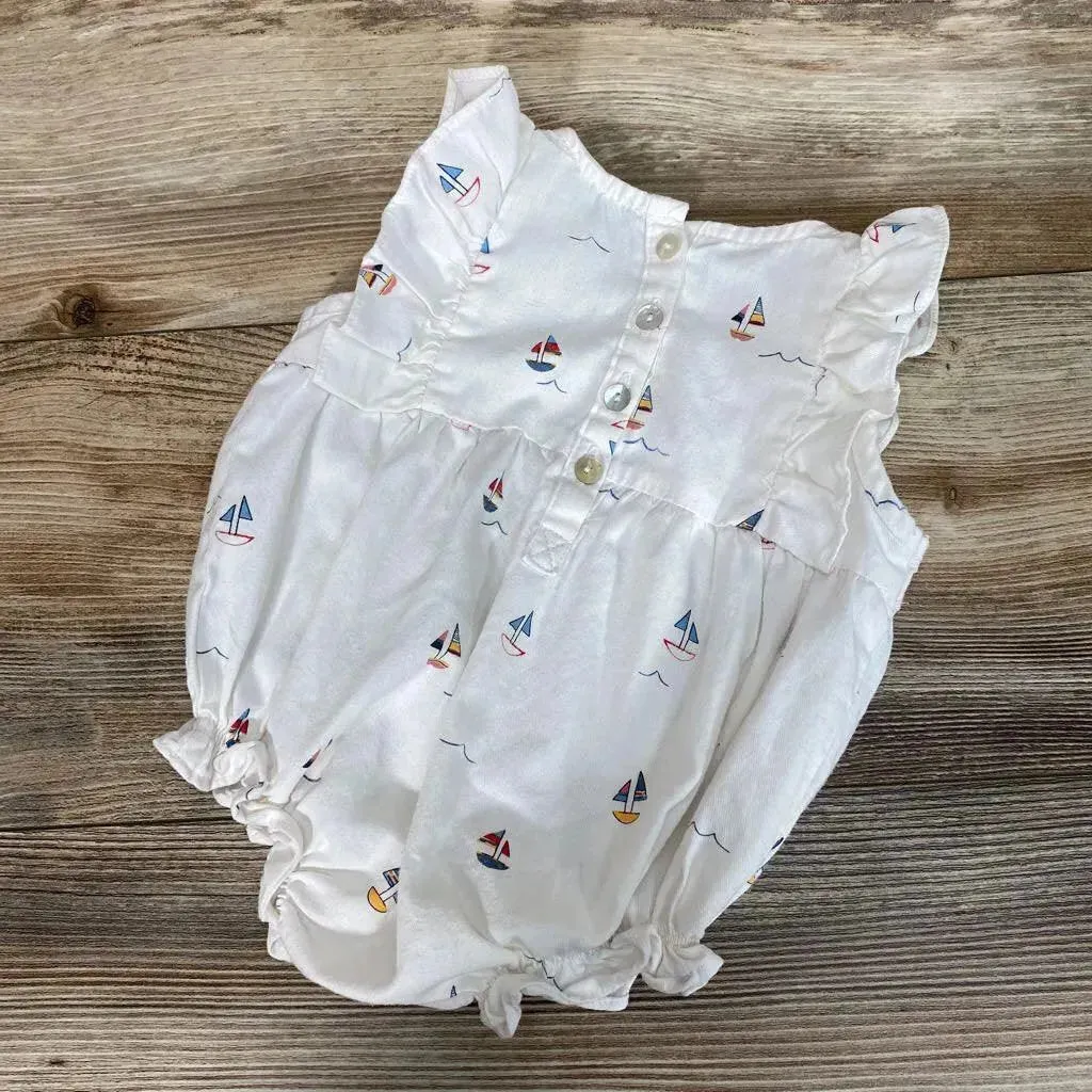 Petite Plume Ruffled Romper in Bateau sz 0-3m-