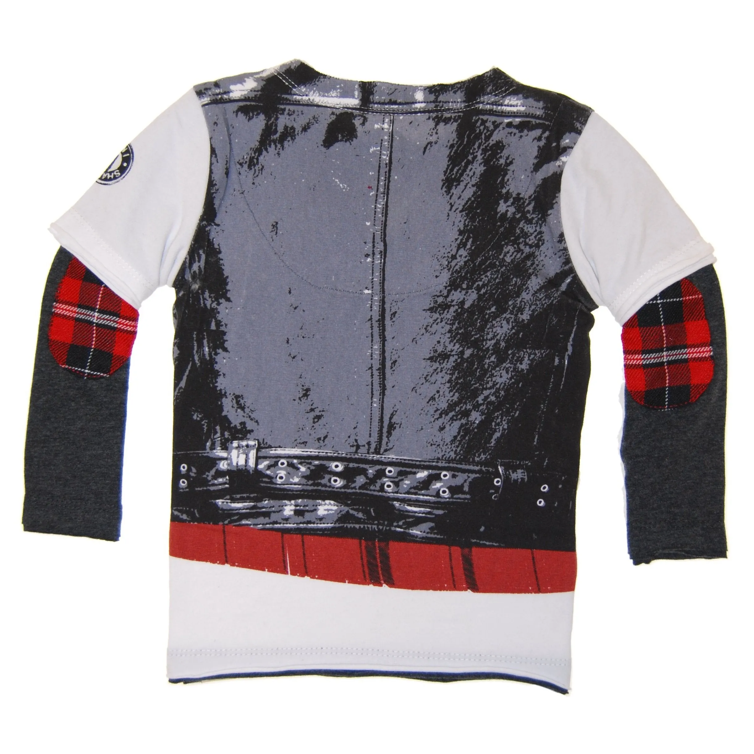 Plaid Leather Biker Vest Twofer Baby T-Shirt by: Mini Shatsu