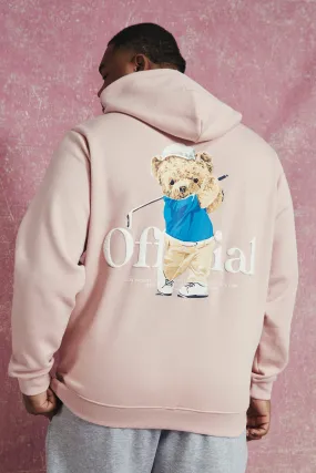 Plus Half Zip Puff Print Teddy Graphic Hoodie | boohooMAN UK