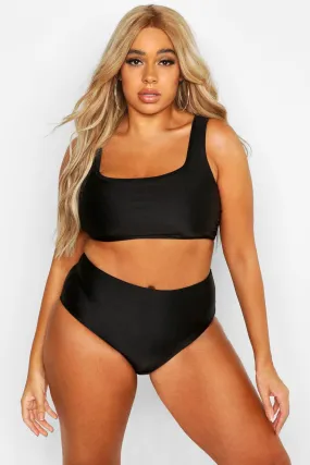 Plus Plain High Waist Bikini