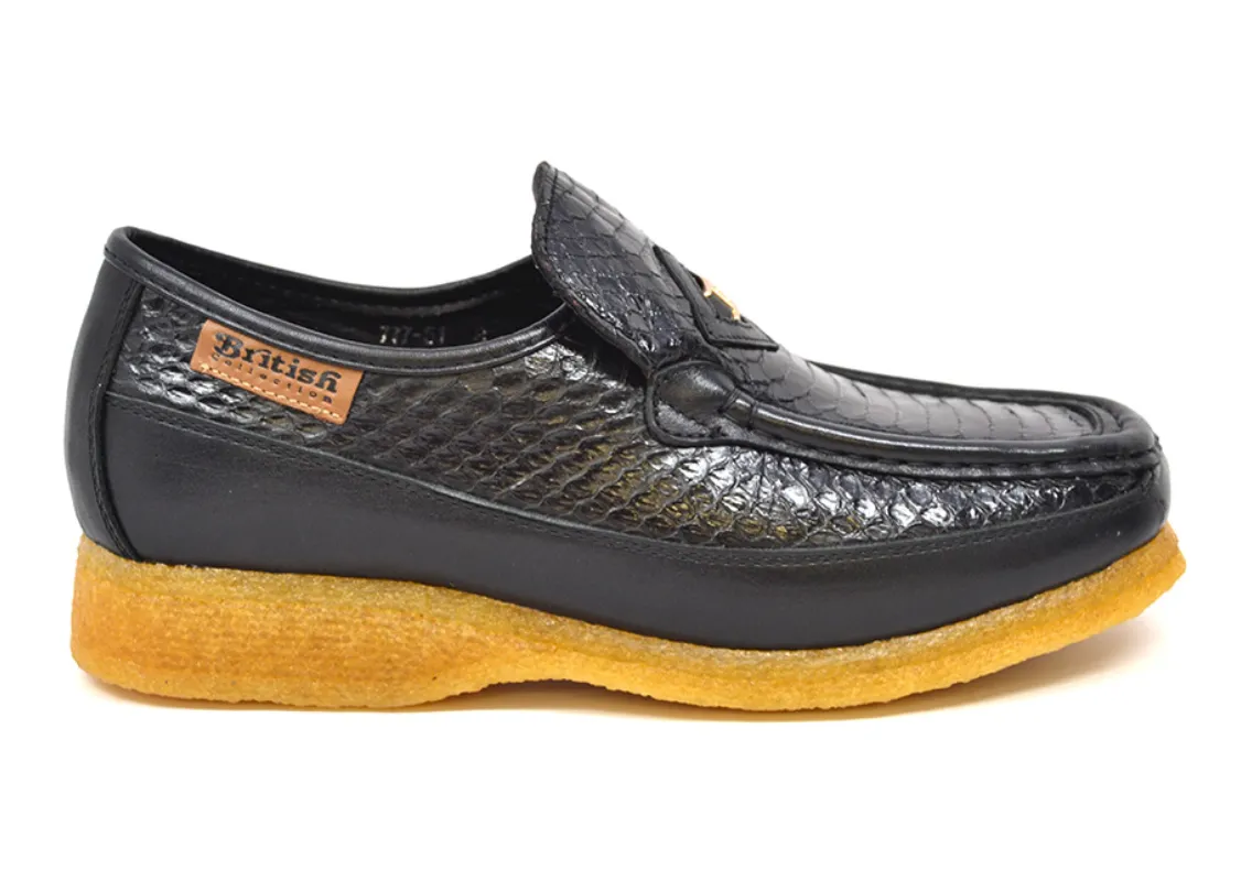 Power 2 Black Snake Skin & Leather Shoes: Stylish and Comfortable from the British Collection