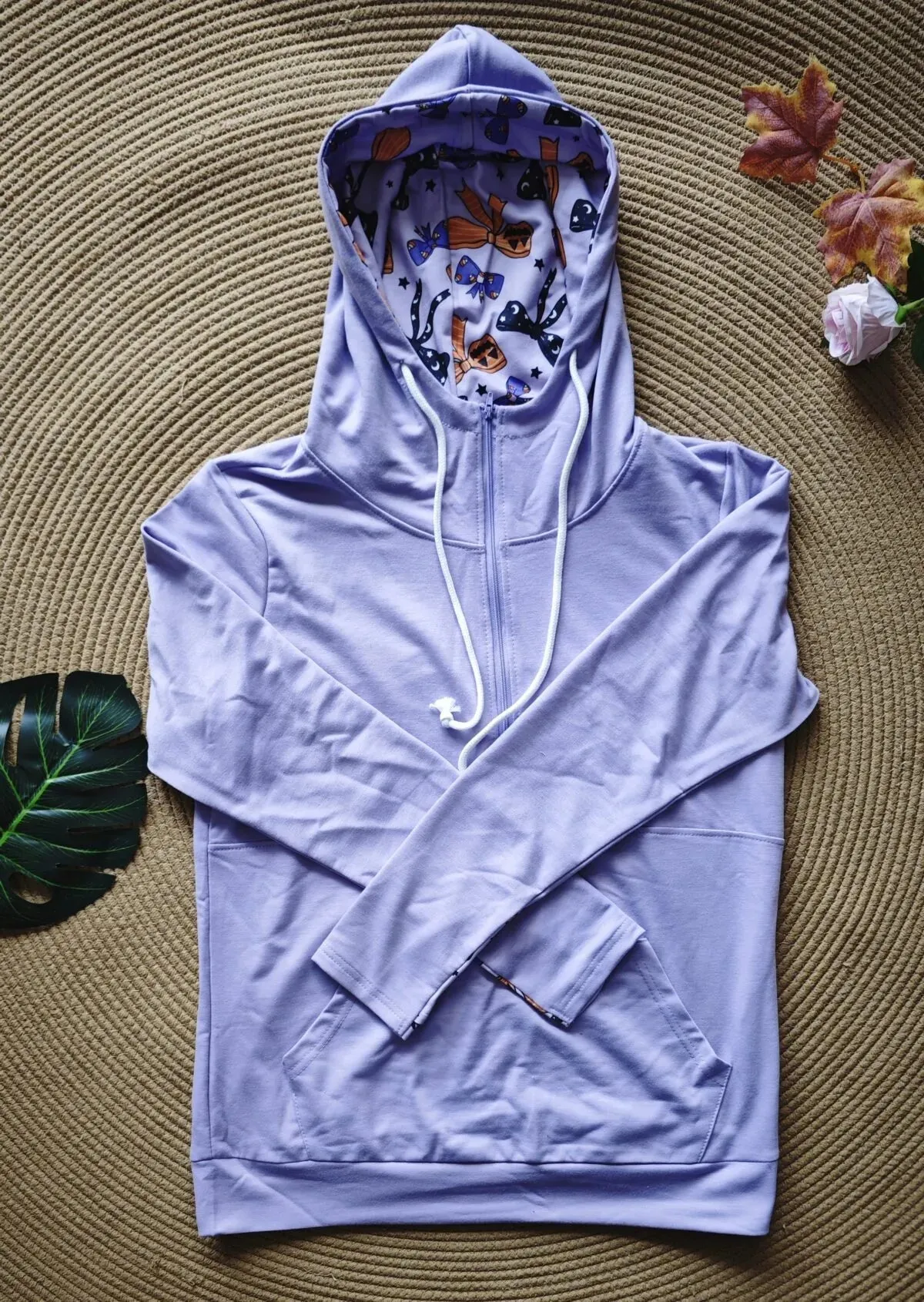 PREORDER Half Zip Hoodie | Halloween | Lavender Bows - shipping mid September