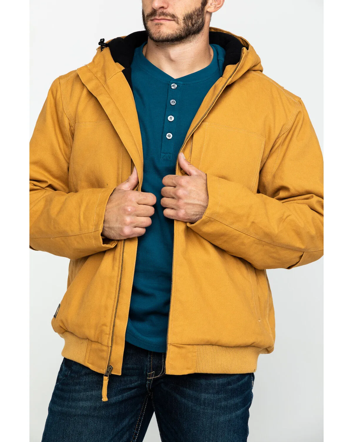 Product Name:  Hawx Men's Brown Canvas Quilted Bi-Swing Hooded Zip Front Jacket - Tall