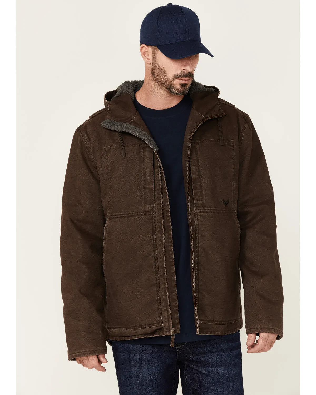 Product Name:  Hawx Men's Brown Castile Weathered Duck Hooded Zip-Front Insulated Work Jacket