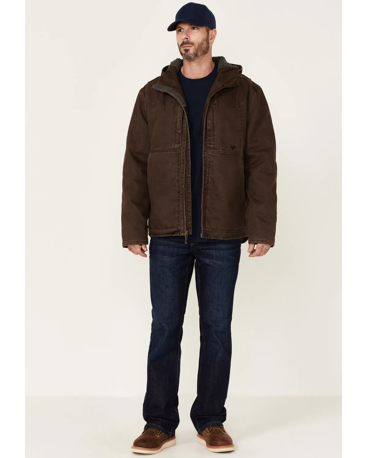 Product Name:  Hawx Men's Brown Castile Weathered Duck Hooded Zip-Front Insulated Work Jacket