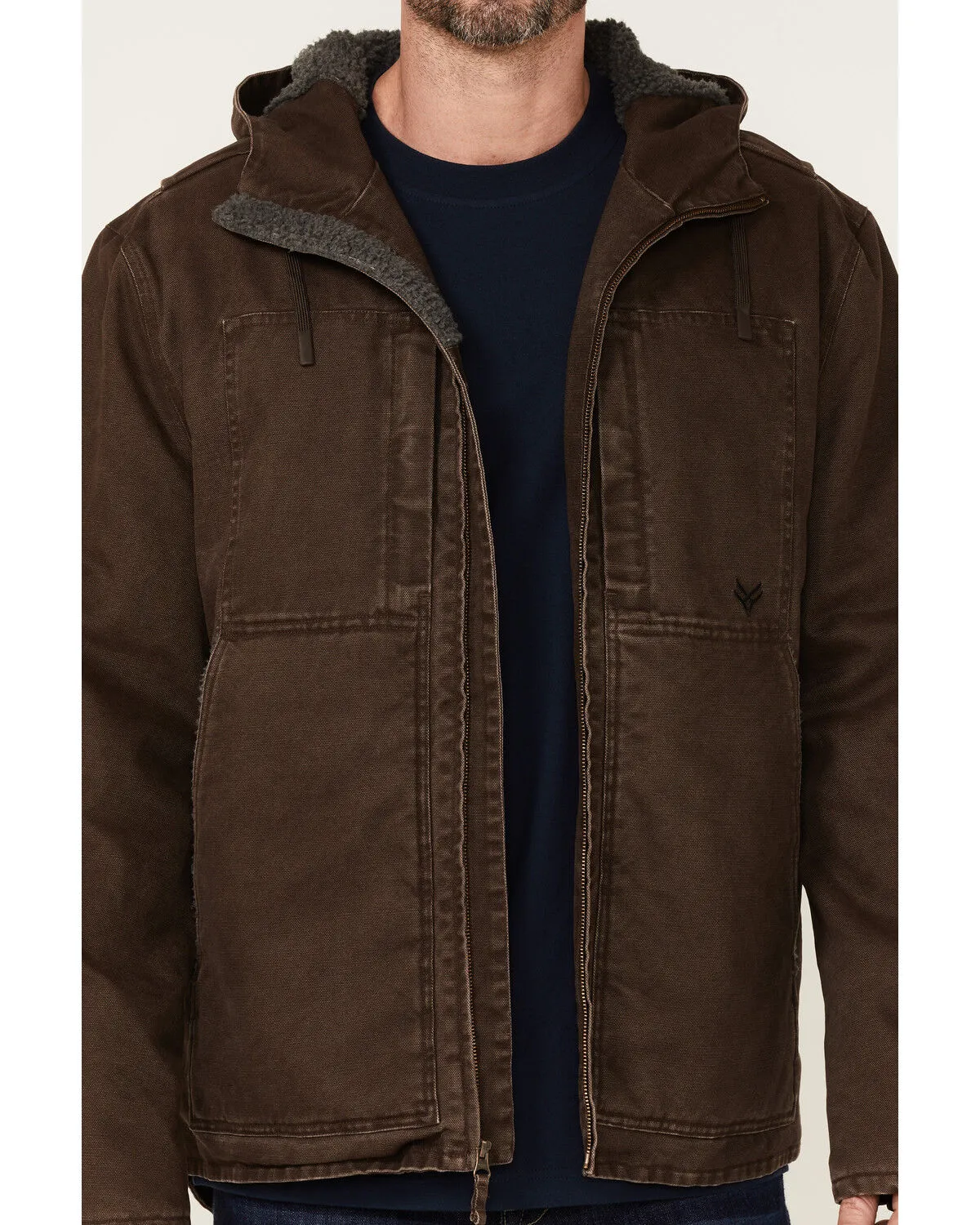 Product Name:  Hawx Men's Brown Castile Weathered Duck Hooded Zip-Front Insulated Work Jacket