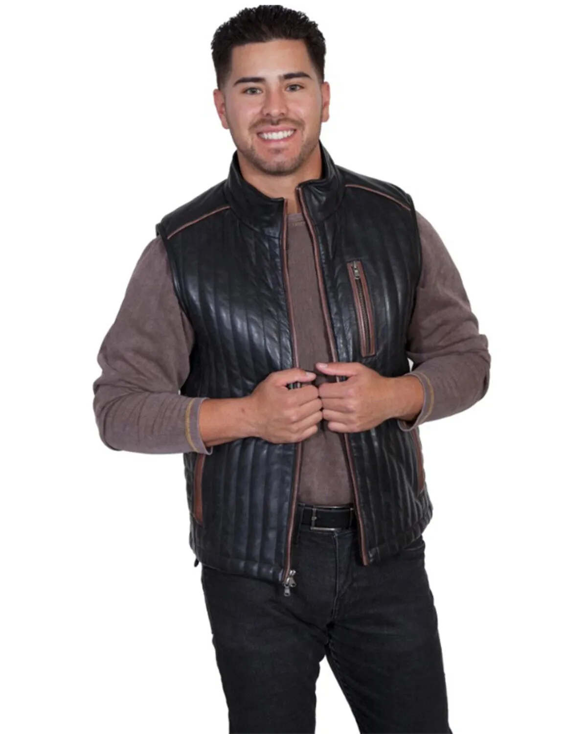 Product Name:  Scully Men's Quilted Two Tone Leather Vest