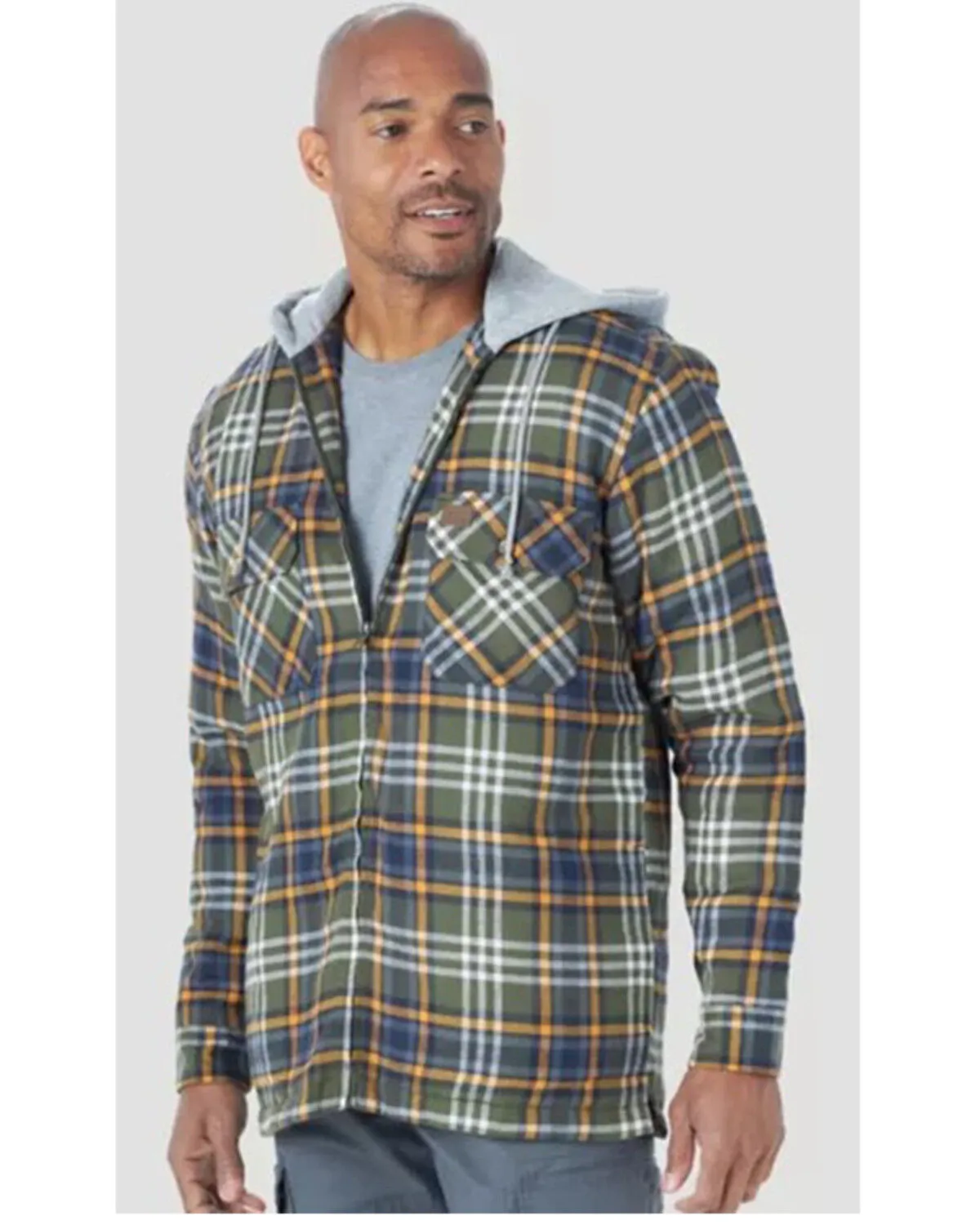 Product Name:  Wrangler Riggs Men's Plaid Print Hooded Zip-Front Work Shirt Jacket - Tall