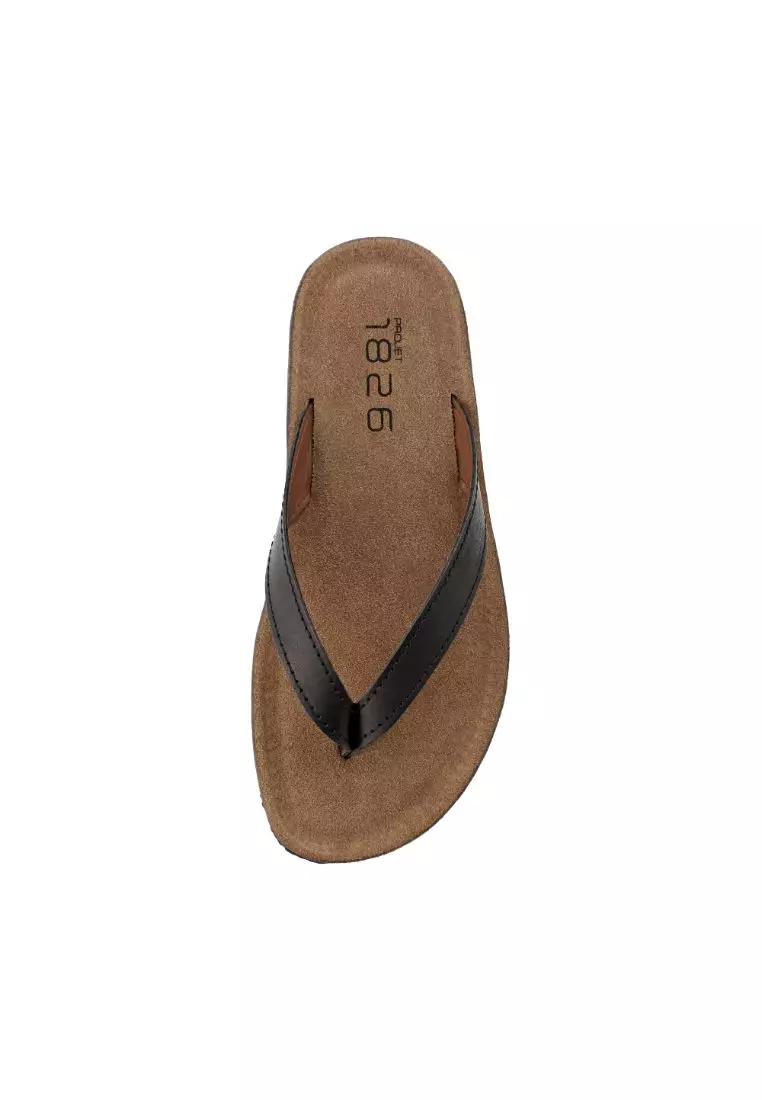 Projet1826 ARMY THONG LEATHER SLIPPER BLACK