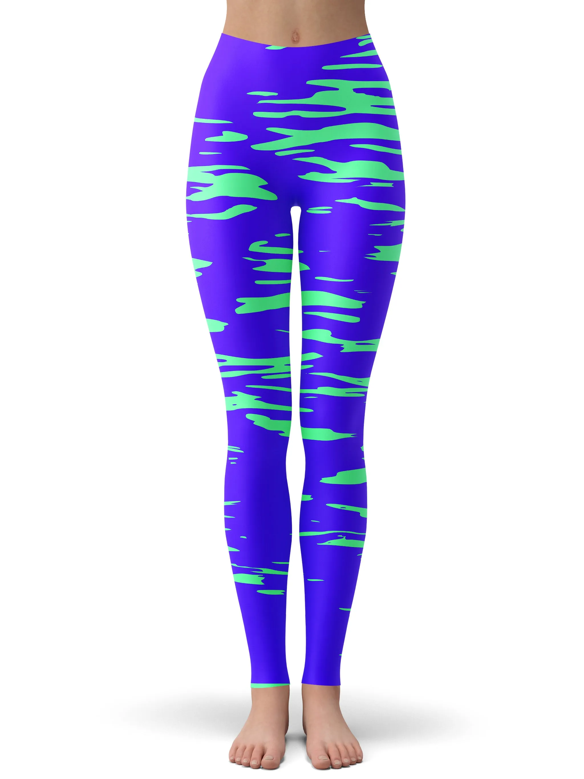 Purple Mint Rave Zebra Stripe Women's Tank and Leggings Combo