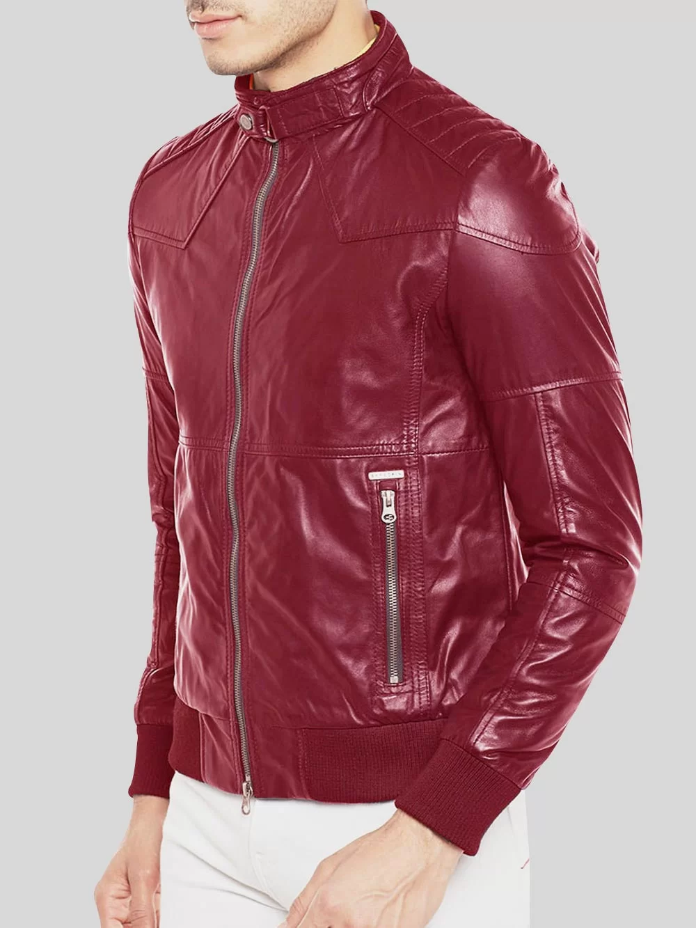 Quilted Slim Fit Real Leather Jacket for Men