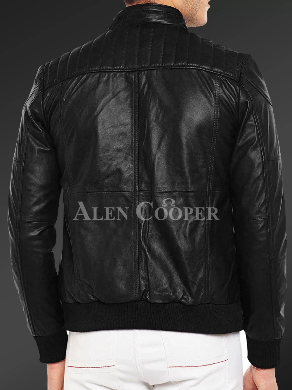 Quilted Slim Fit Real Leather Jacket for Men