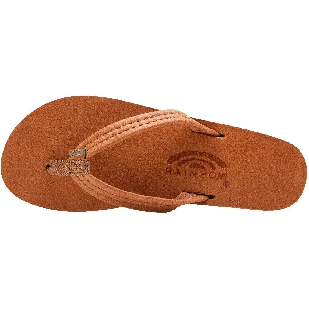 Rainbow Women‘s Premium Leather Flip-Flops Sandals - Tan Brown