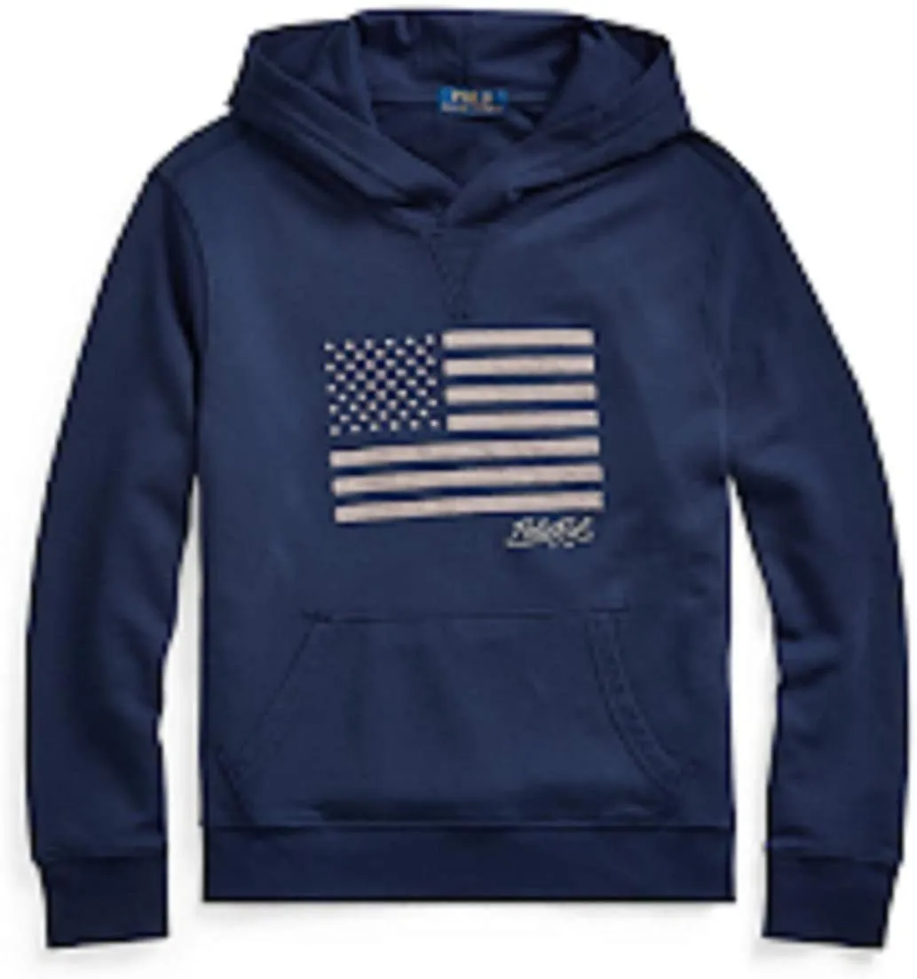 Ralph Lauren Polo Big Boys Embroidered Terry Cotton Hoodie Blue