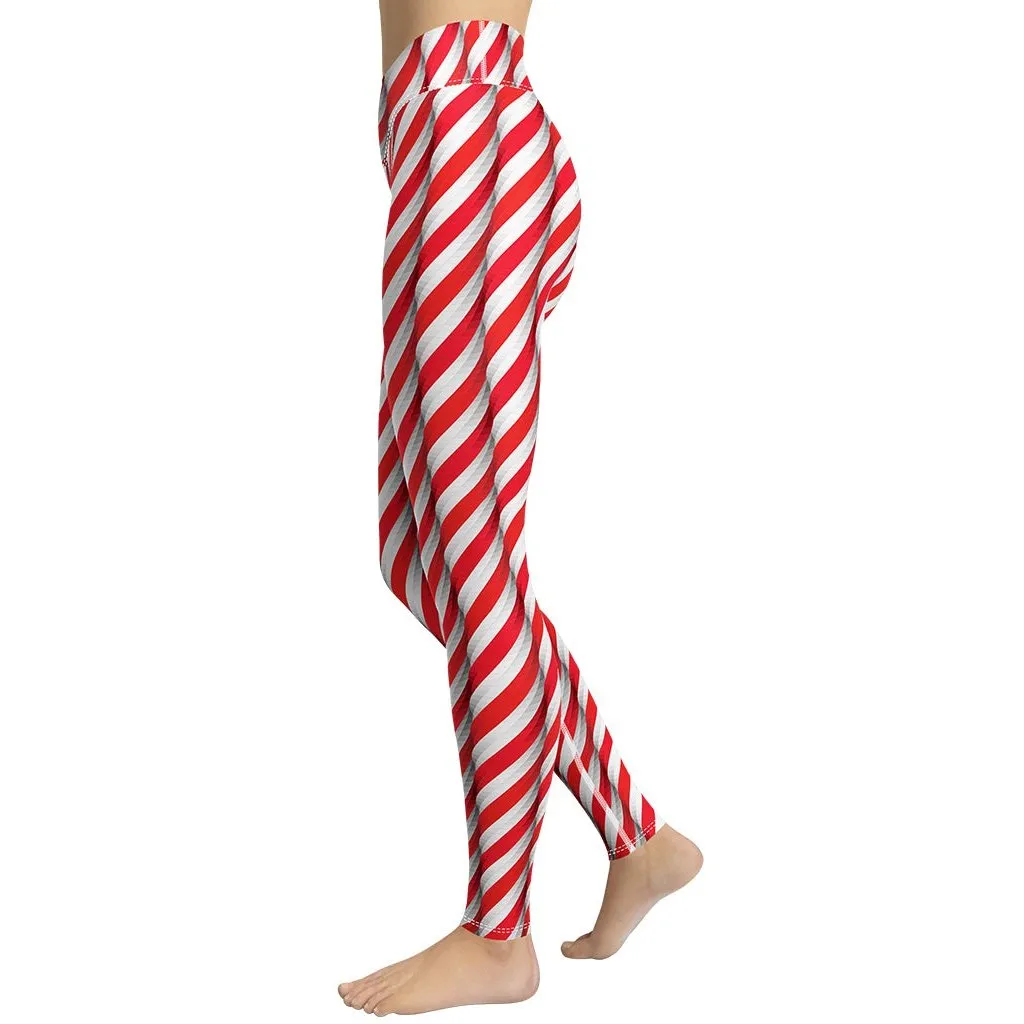 Real Candy Cane Yoga Leggings