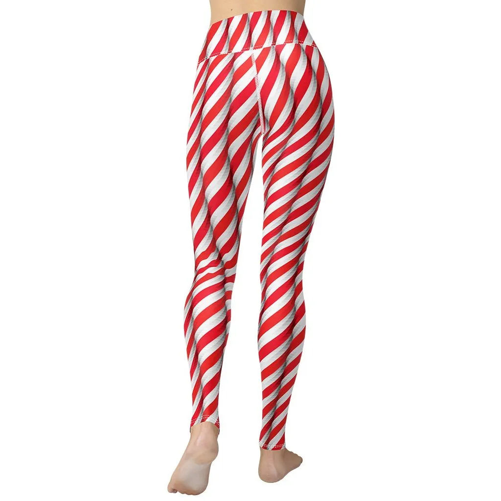 Real Candy Cane Yoga Leggings