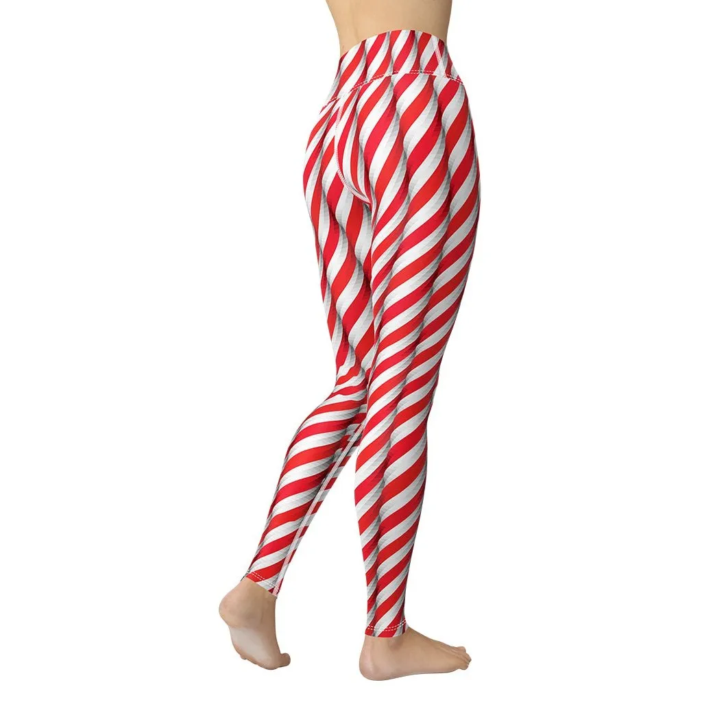 Real Candy Cane Yoga Leggings