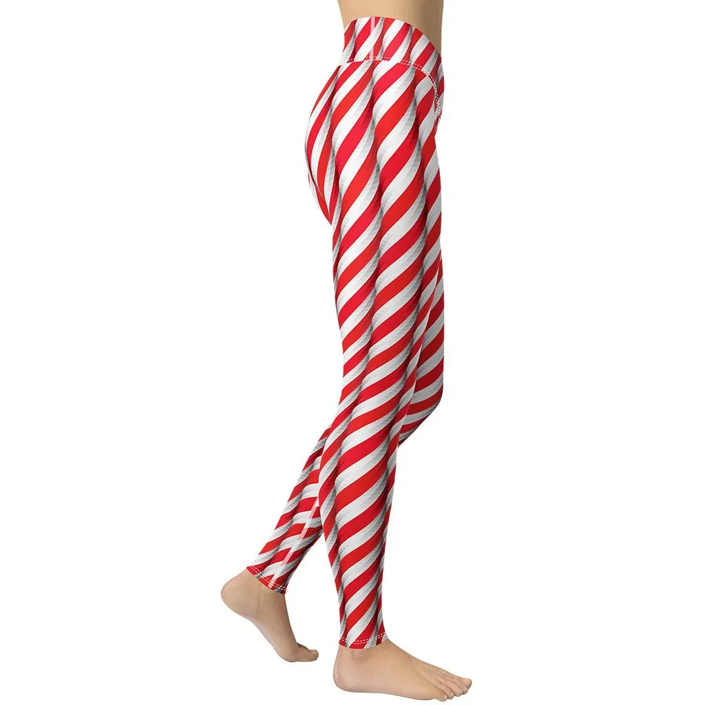 Real Candy Cane Yoga Leggings