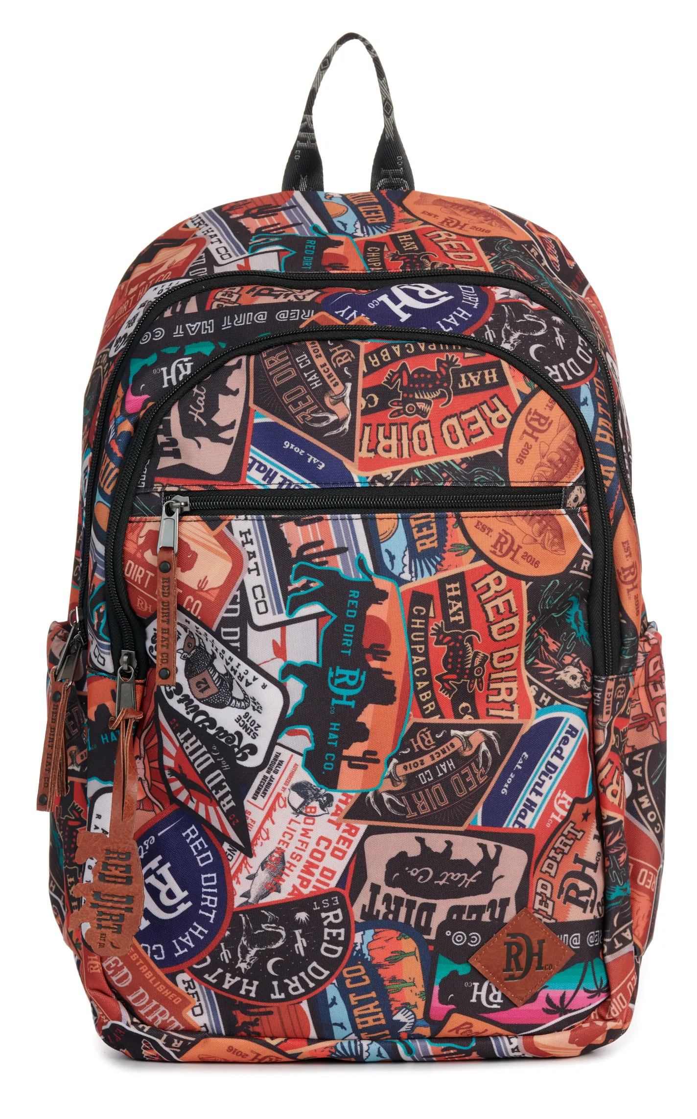 Red Dirt Hat Co. Colorful Patch-Smash Print Backpack