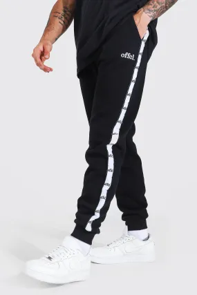 Regular Fit Joggers With Offcl Side Tape | boohooMAN UK