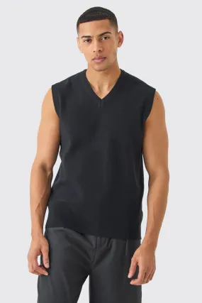 Regular Fit V Neck Knitted Vest | boohooMAN UK