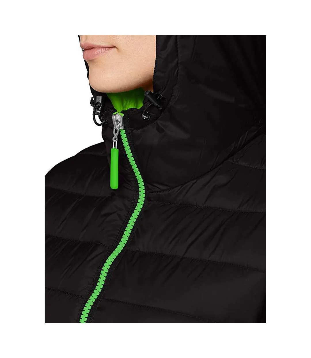 Result Urban Womens/Ladies Snowbird Hooded Jacket (Black/Lime Green) - UTBC3254