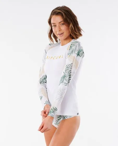 Rip Curl Coastal Palms Long Sleeve Womens Rash Vest 2021 - White