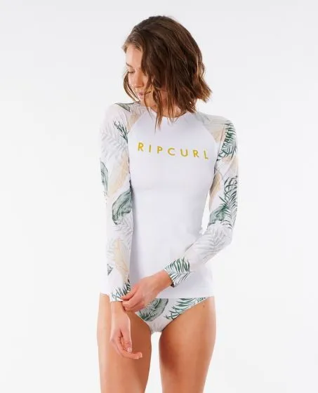 Rip Curl Coastal Palms Long Sleeve Womens Rash Vest 2021 - White